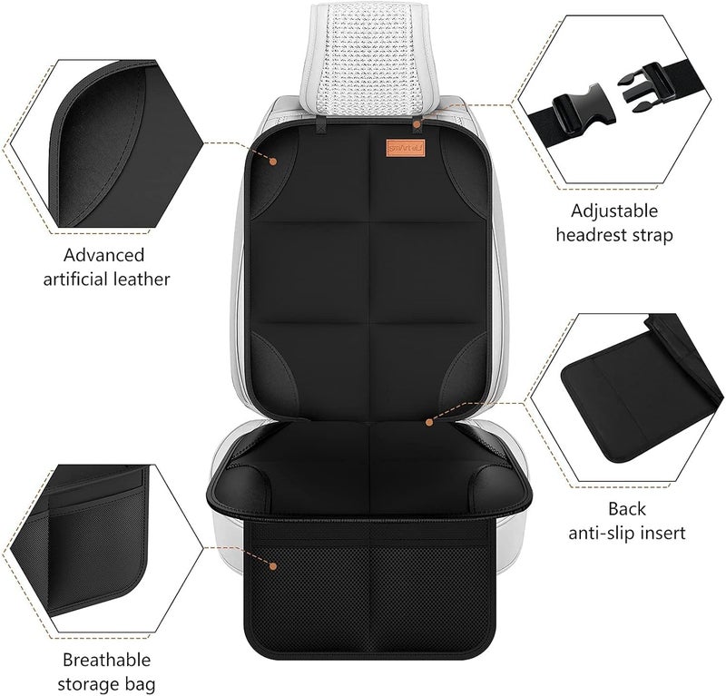 smartelf SMART ELF Car Seat Protector - Waterproof 600D Oxford Fabric Cover for Child Seats & Pets, Universal Size with Mesh Pocket, Non-Slip Backing - Image 2
