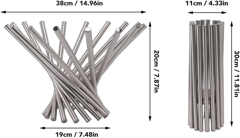 klarako Countertop Fruits Stand Holder, Foldable Ruit Basket Fruits Vegetable Holder Stainless Steel Serving Bowl Bread Vegetable Storage Organizer for Living Dining Room - Image 3