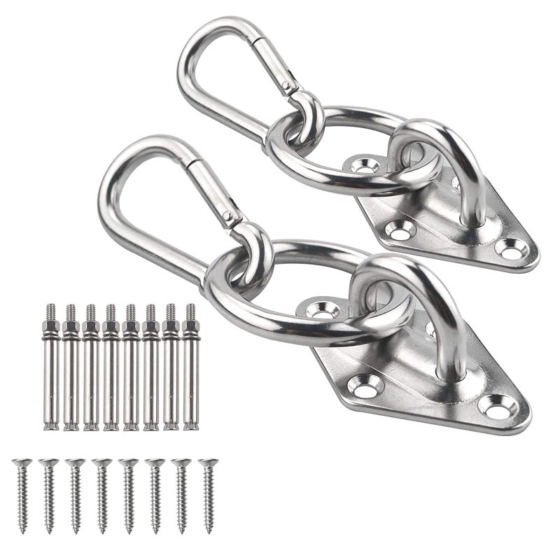 TooTaci TooTaci Hammock Hook Heavy Duty 1100lb Capacity Hammock Hanging Kit 304 Stainless Steel Ceiling Hook with O Ring Bolt Screws for Indoor Outdoor Hammocks Wall Mount Kit Swing Chair Hanging 