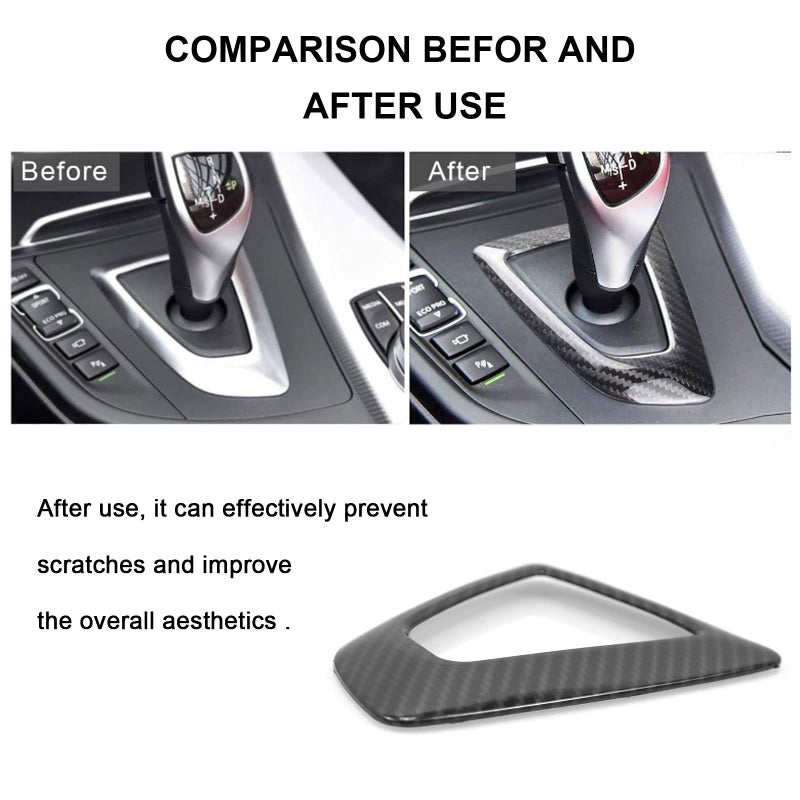 RYANSTAR RACING Carbon Fiber Gear Shift Knob Panel Frame Cover Sticker Interior Trim Compatible with BMW F20 F21 F22 F23 F30 F34 F35 F32 F33 F36 1 2 3 4 Series 1418 Accessories - Image 3
