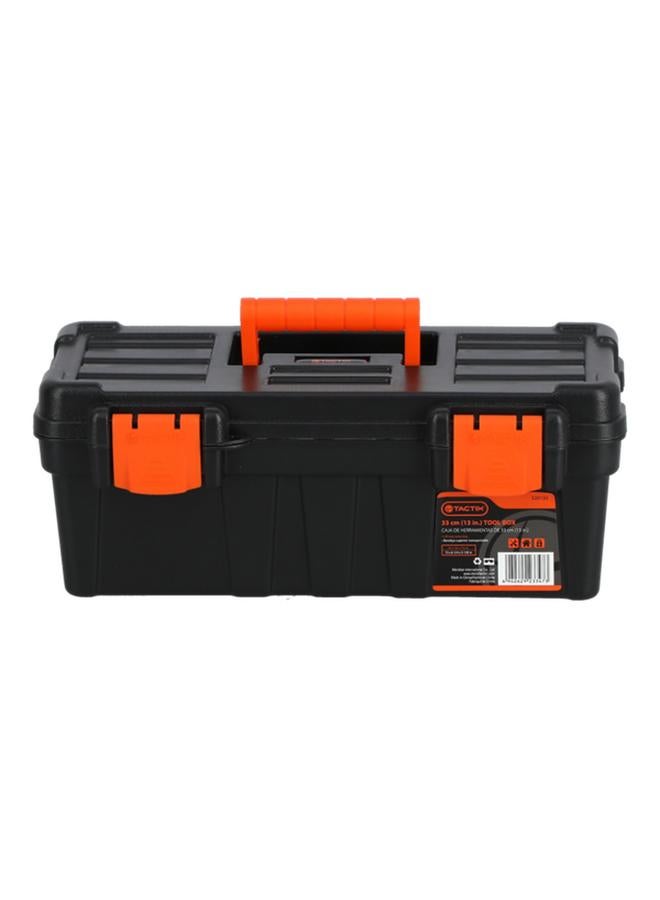 Tactix High-Impact Plastic Tool Box with Handle Black and Orange 33cm 320130 - Image 1