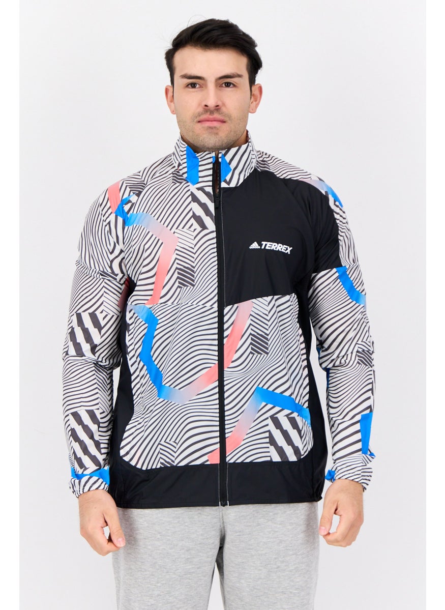 Adidas Men Sportswear Fit Long Sleeves Running Windbreaker Jacket, Multicolor  - Image 1