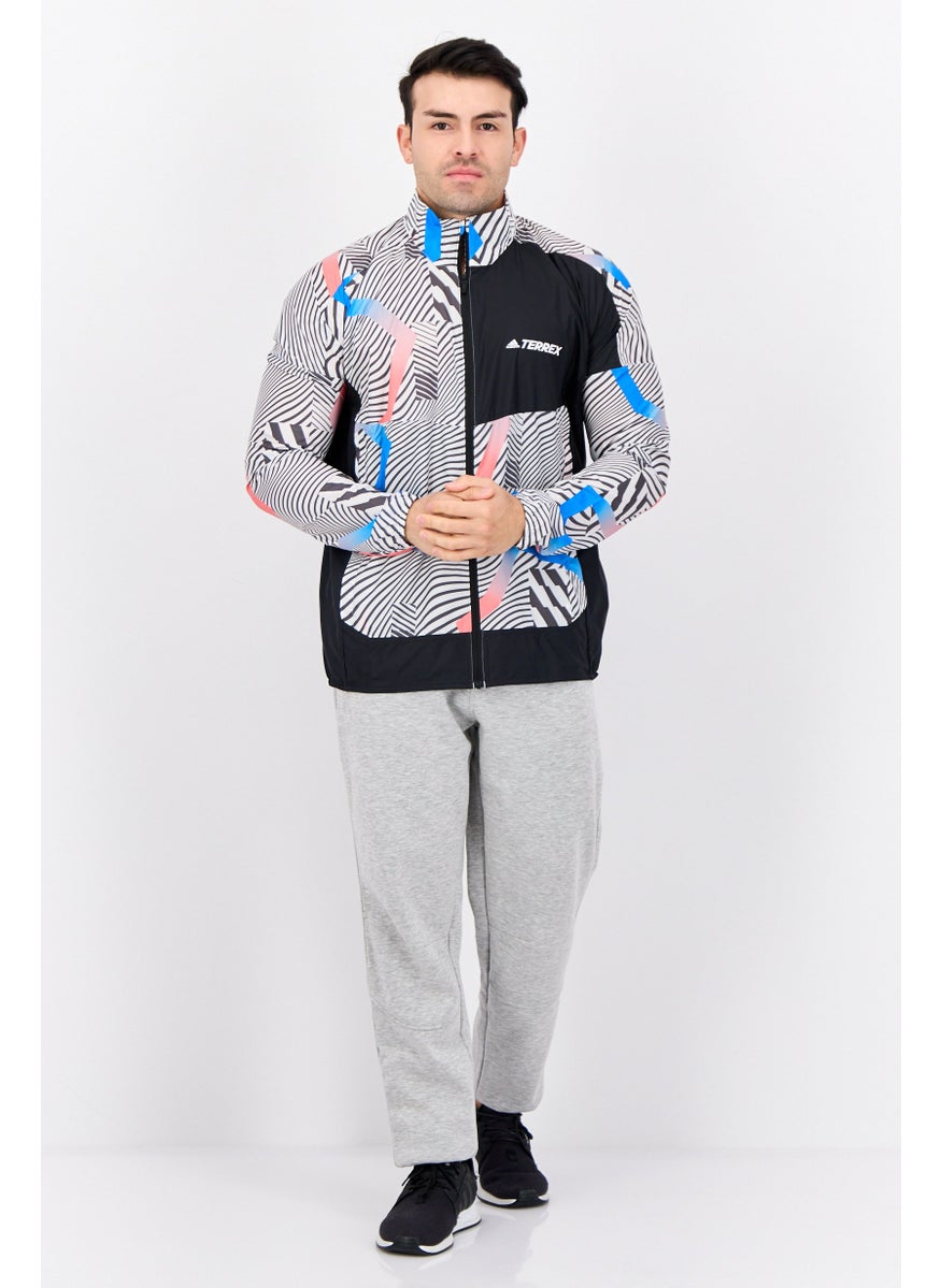 Adidas Men Sportswear Fit Long Sleeves Running Windbreaker Jacket, Multicolor  - Image 3