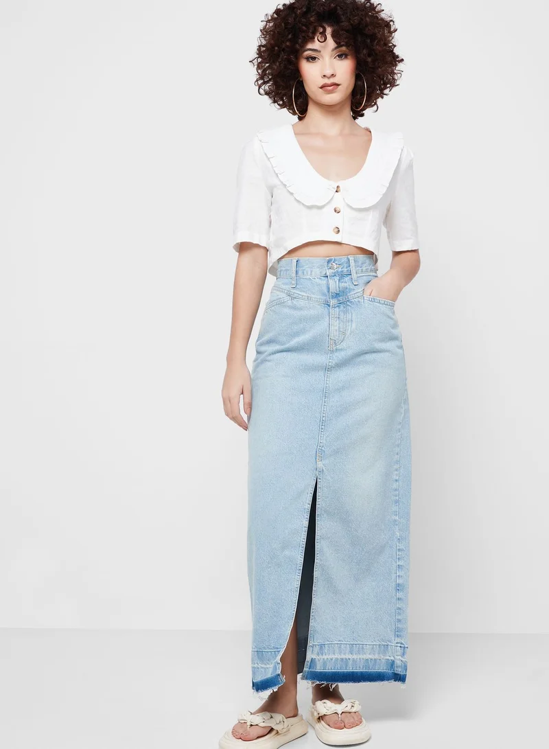 TOPSHOP Button Detail Crop Top
