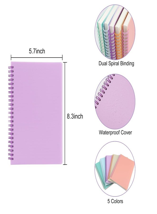 Aacehlh 5 Pack Lined Spiral Journal Notebook for Women & Men, 8.3" x 5.7",80 Sheets/160 Pages College Ruled Notebook, A5 Plastic Hardcover Notebook for Office,School,Home - Image 2