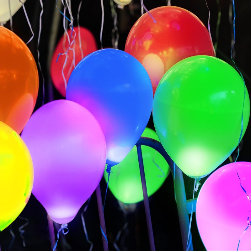 GIFTEXPRESS 50Pcs 12 Light Up Balloons 50 Multicolor Latex Balloons with 50 LED Lights 48 hours Super Bright Glow in Dark Balloons for Neon Party and Birthday Decoration New Year Countdown Party - Image 3