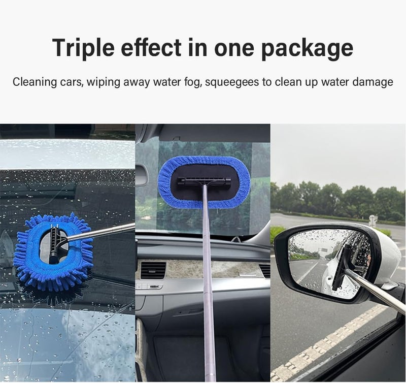 Aokdom Car Windshield Cleaning Tool,Extendable Inside Windshield Cleaner Tool with 2PCS Replacement Microfiber Pads and Windshield Wiper,Universal Glass Cleanner Tools for Car Truck SUV Rv - Image 3