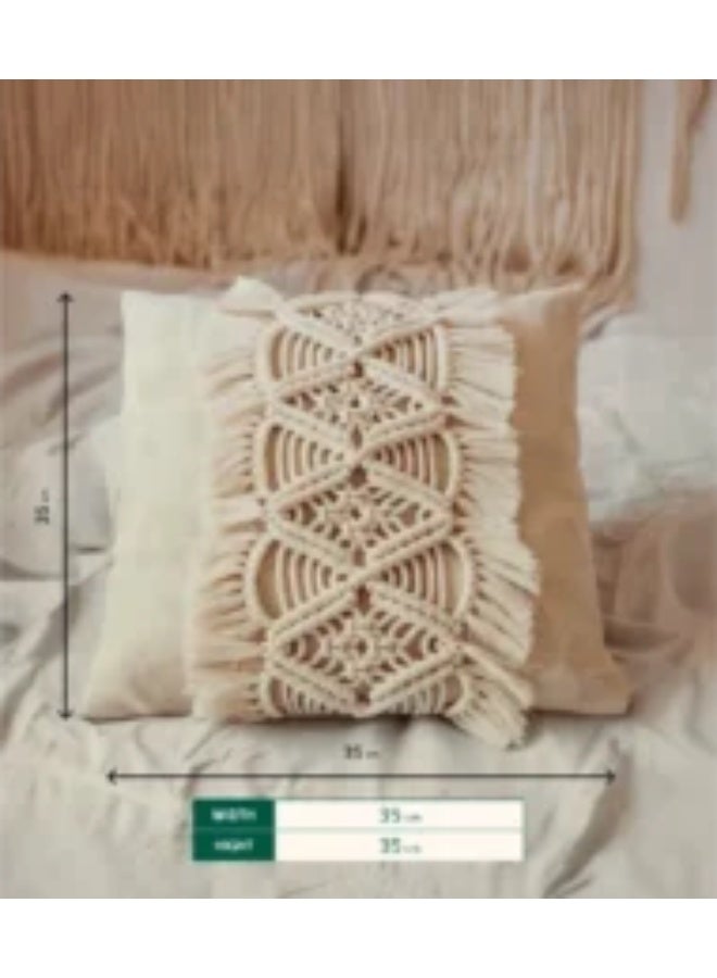 HMK CRAFTS Decorative macrame pillow cover, handwoven cotton pillowcase for upscale living rooms - Image 3