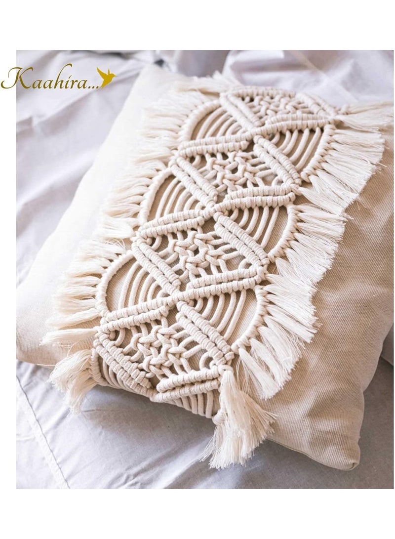 HMK CRAFTS Decorative macrame pillow cover, handwoven cotton pillowcase for upscale living rooms - Image 4