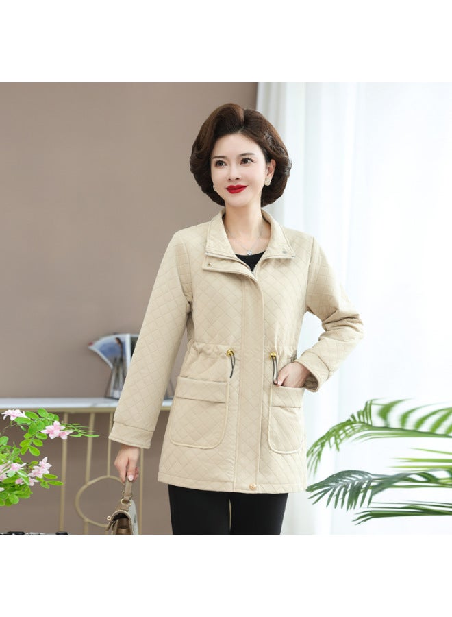 Mid-length Windbreaker Coat Solid Color Fashion Autumn And Winter Middle-aged And Elderly Women's Clothing All-match Foreign Style Jacket H20 M138 