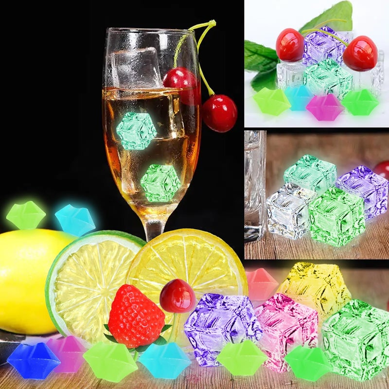 Chewarelly 70 Pcs Fake Fruits Ice Cube Set, Include 10 Artificial Lemon Slice 10 Simulation Cherries 5 Fake Strawberry 45 Fake Color Luminous Ice for Home Kitchen Decoration Photography Prop 2 - Image 3