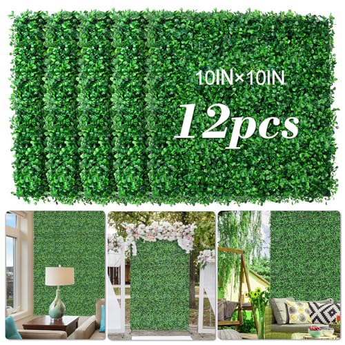 AOKIIE AOKIE 10X10 Artificial Grass Wall 12Pcs Boxwood Hedge Wall Panels UVAnti Grass Backdrop Wall Decor Greenery Privacy Hedge Screen for Indoor Outdoor Patio Balcony Party Garden Fence Decor - Image 1