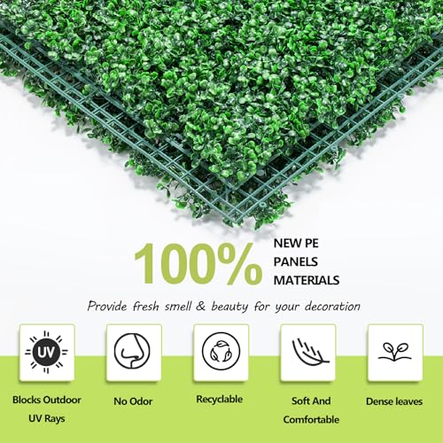 AOKIIE AOKIE 10X10 Artificial Grass Wall 12Pcs Boxwood Hedge Wall Panels UVAnti Grass Backdrop Wall Decor Greenery Privacy Hedge Screen for Indoor Outdoor Patio Balcony Party Garden Fence Decor - Image 3
