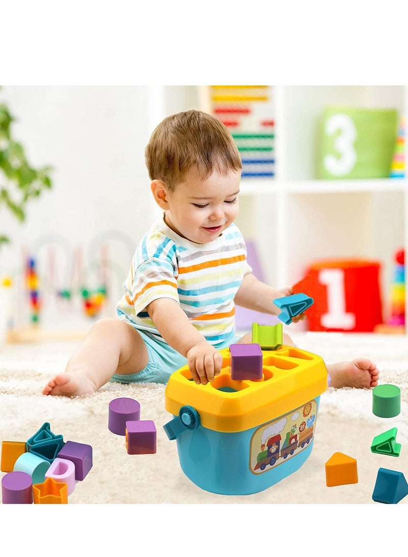 ام ار يو دي مكعبات فارز بلاستيك للاطفال الاولاد والبنات 16 مكعبة ABCD مع سلة العاب من عمر 6 اشهر الى سنتين للاولاد متعددة الالوان - Image 3