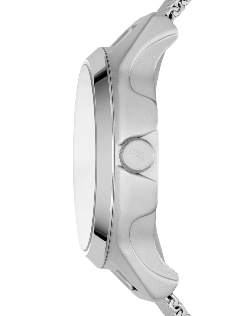 PUMA Reset V1 Analog Quartz Watch for Men With Silver Stainless steel Band-  3 ATM - PU P5005
