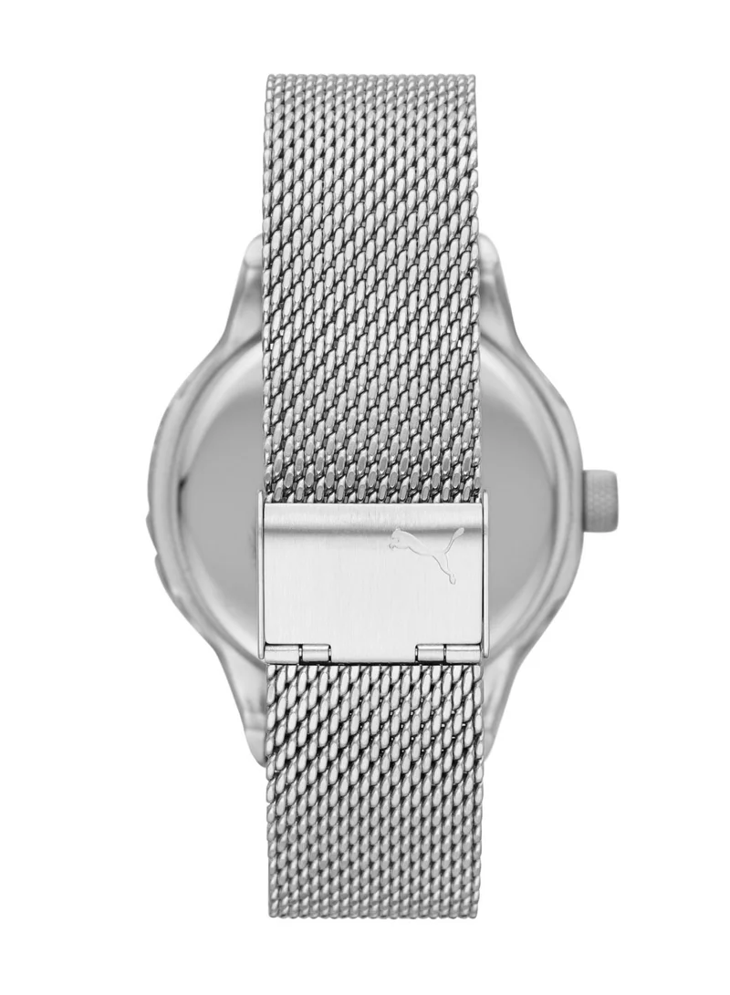 PUMA Reset V1 Analog Quartz Watch for Men With Silver Stainless steel Band-  3 ATM - PU P5005
