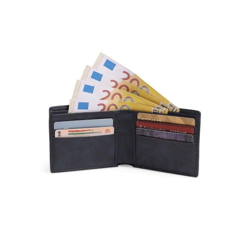 EUME Zen Wallet for Men, Midnight Blue | Slim Bifold Premium Vegan Leather | 6 Card Slots, 2 Compartments, 2 Slip Pockets| Stylish & Durable Men Wallet | Perfect for Everyday Use - Image 5