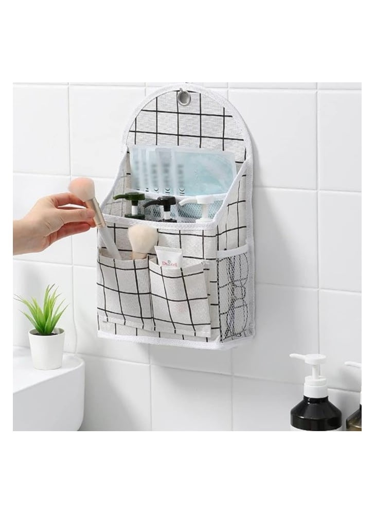 Spaceshoop Wall Storage Bag for Home Office Organization Cotton Linen Hanging Storage Basket with Free Hooks Perfect for Kitchen Bedroom Living Room  - Image 1
