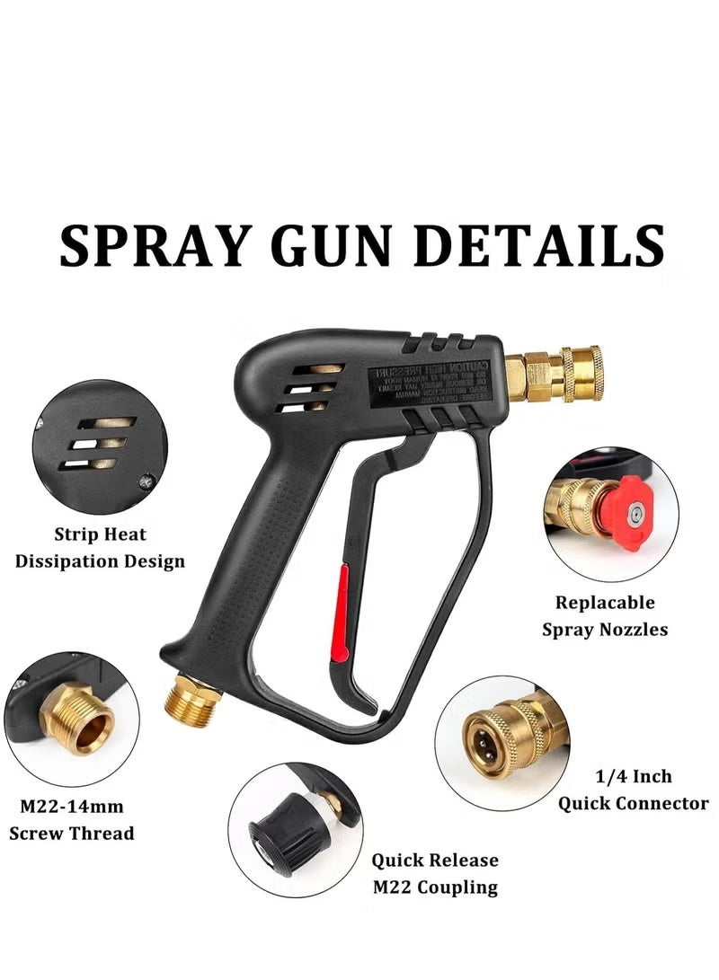 Pressure Washer Gun with 5 Interchangeable Spray Nozzles, Jet Washing Gun with one quarter Inch Quick Connection and M22 Coupling - Image 2