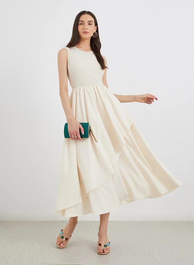Take Two Take Two Solid Irregular Hem Sleeveless Midi Dress