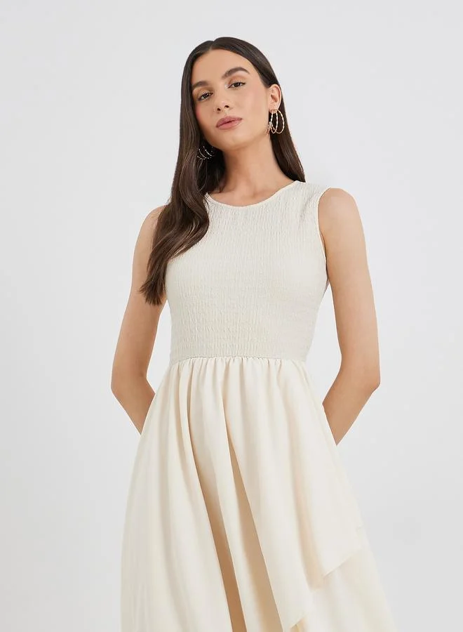 Take Two Take Two Solid Irregular Hem Sleeveless Midi Dress