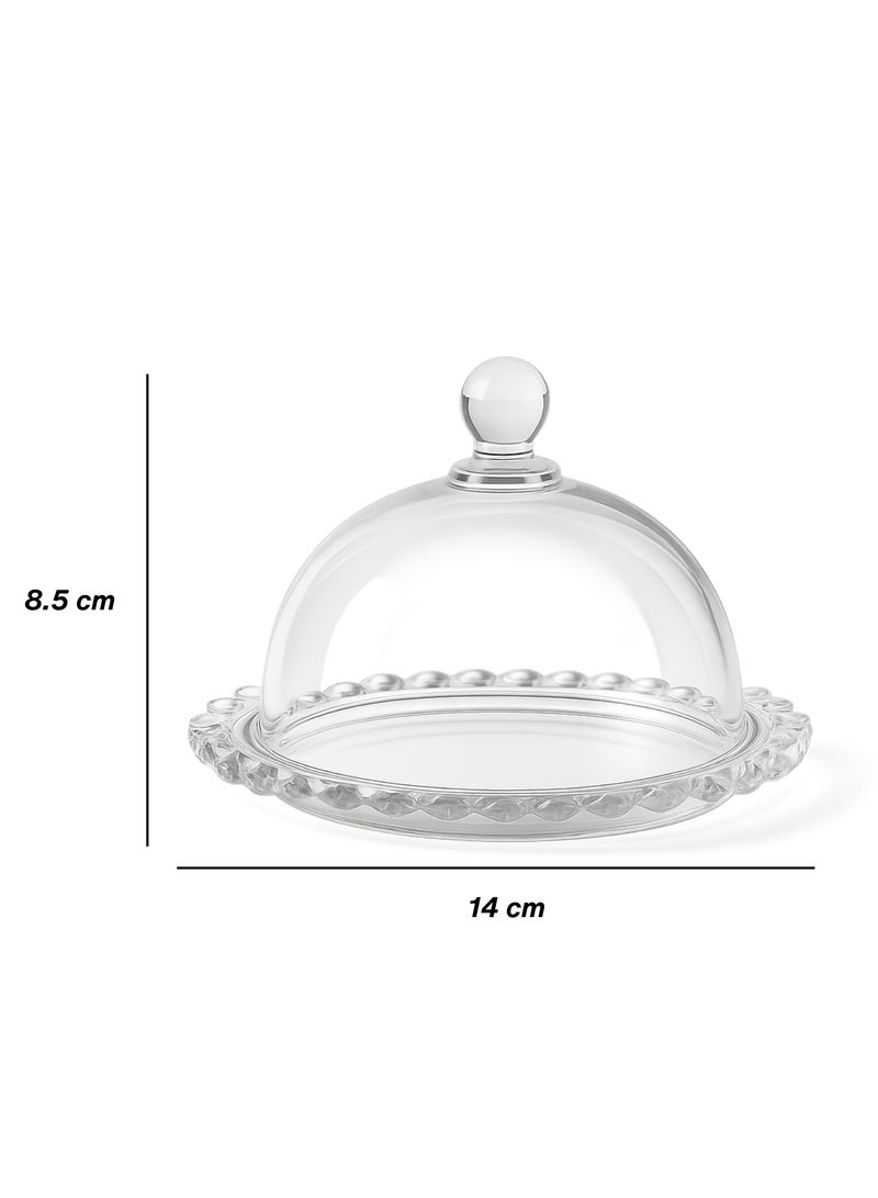 Supplier 2 Clear Glass Dessert Stand with Domed Lid, Serving Dish for Sweets, Dates, and Pastries, Cake Plate & Cloche, 2-Piece Set - Image 5
