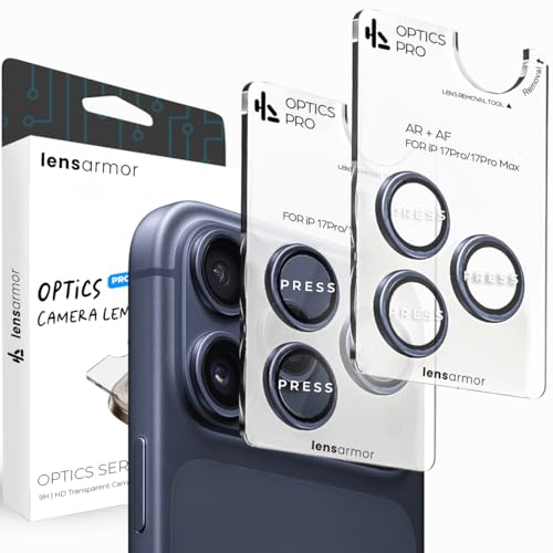 Lensarmor Compatible with iPhone 17 Pro / 17 Pro Max Camera Lens Protector Deep Blue (2-Pack) – 9H Tempered Glass, Military-Grade Anti-Scratch, Ultra-Slim Case-Friendly, Easy Install Frame - Image 1