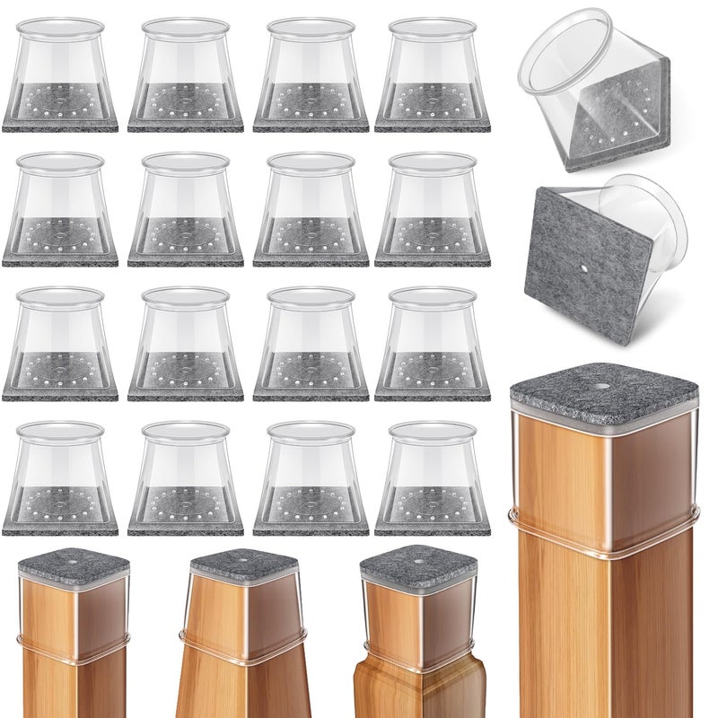 Ansible 24 Pcs Chair Leg Floor Protectors Square, Silicone Felt Furniture Leg Pads Caps Covers for Hardwood Floors (Fit:3/4" to 1-1/16") - Image 1