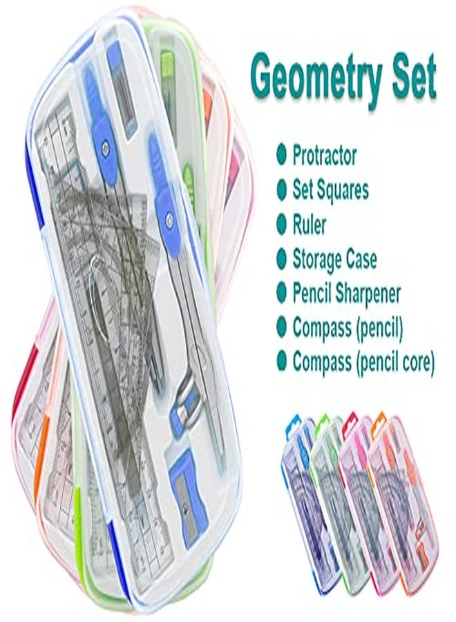 Akuoly Math Compasses Back-to-School Starter Geometry Kit with 2 Drafting Compasses Protractor Set Squares Ruler and More for Students Maths Study Homework, Blue Set with Carry Case - Image 5