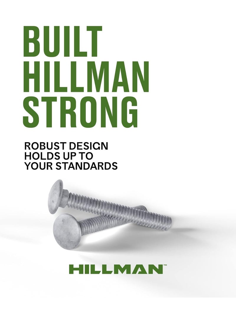 Hillman Hillman Group Galvanized Carriage Bolt 1/2” x 4”, 25 Count, Blunt Point, Alloy Steel, Self-Locking Round Head Fasteners, for Wood and Metal, No Washer Needed, Rust-Resistant (812620) 25 pack  - Image 2