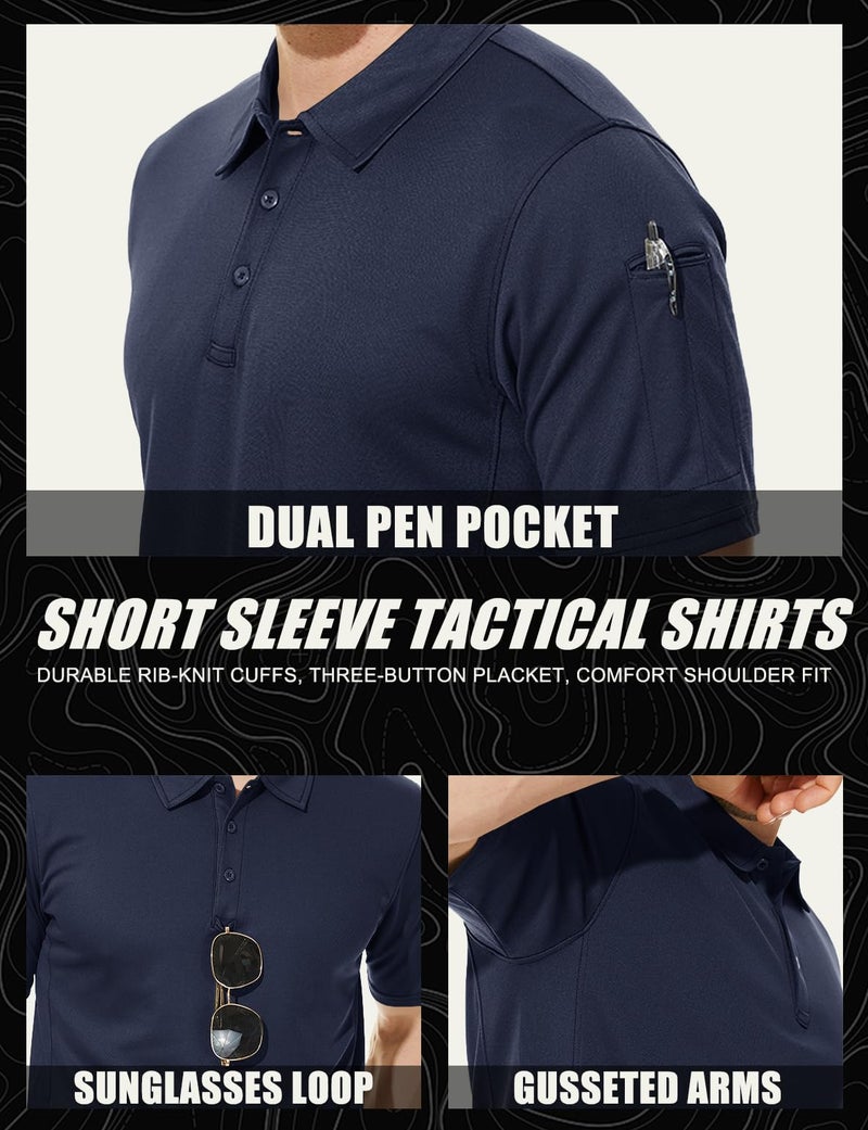 MAGCOMSEN Navy Blue Polo Shirts for Men T Shirts Short-Sleeve Hiking Shirts Hunting Shirt Tactical Shirts Navy XL - Image 5