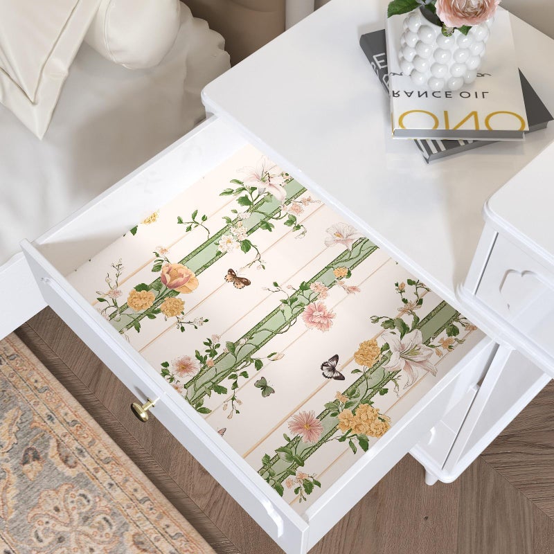 BOKEBEVE Boho Wallpaper Peel and Stick Floral Contact Paper Butterfly Wall Paper for Tabletop Bathroom Shelf Liner Removable Renter Friendly Beige Pink 17.5 x 118In - Image 5