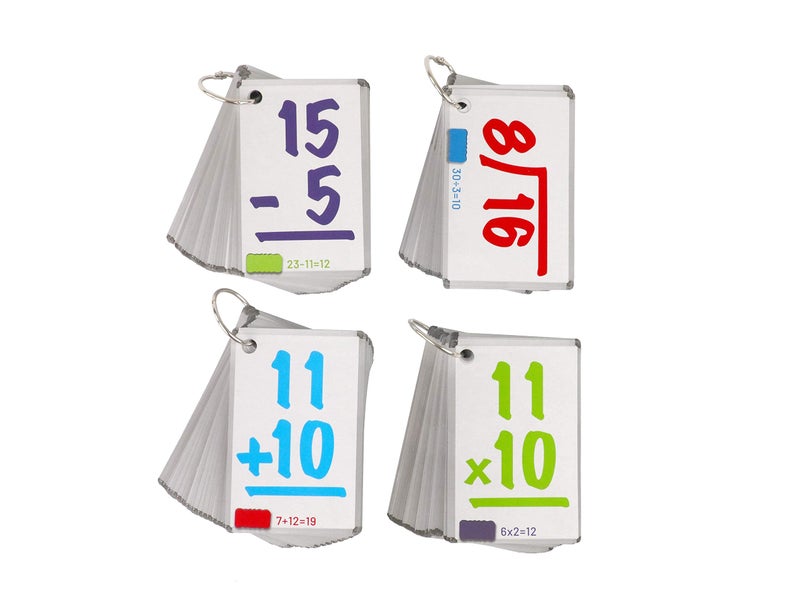 Regal Games Math Flash Cards for Multiplication, Division, Addition and Subtraction - 1st Grade, 2nd Grade, 3rd Grade Math & More - Flash Cards Math w/ 4 Binder Rings for Kids (208 Cards - 4 Packs) - Image 3