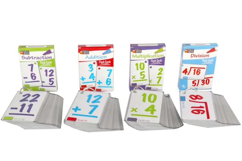 Regal Games Math Flash Cards for Multiplication, Division, Addition and Subtraction - 1st Grade, 2nd Grade, 3rd Grade Math & More - Flash Cards Math w/ 4 Binder Rings for Kids (208 Cards - 4 Packs) - Image 2