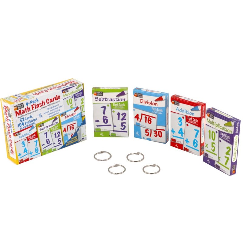 Regal Games Math Flash Cards for Multiplication, Division, Addition and Subtraction - 1st Grade, 2nd Grade, 3rd Grade Math & More - Flash Cards Math w/ 4 Binder Rings for Kids (208 Cards - 4 Packs) - Image 5
