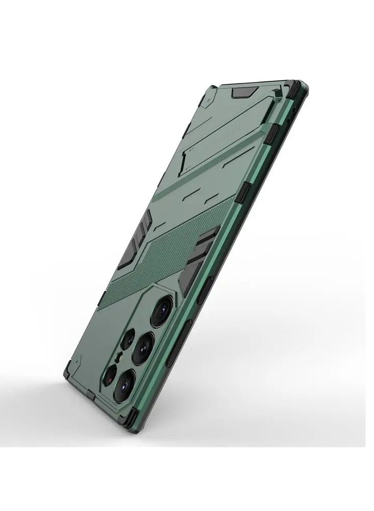 Color Fans Samsung Galaxy S23 Ultra Kickstand Phone Case Drop-proof Hybrid Protective Cover - Green - Image 5