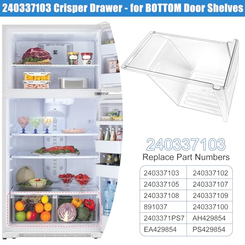 Alvar [2 PACK] UPGRADED 240337103 Crisper Bin Drawer Replacement for Frigidaire Kenmore Refrigerator Drawer Replacement, Fridge Drawer for Frigidaire Replacement Drawer Parts AP2115741, 240337100, 240337102 - Image 4