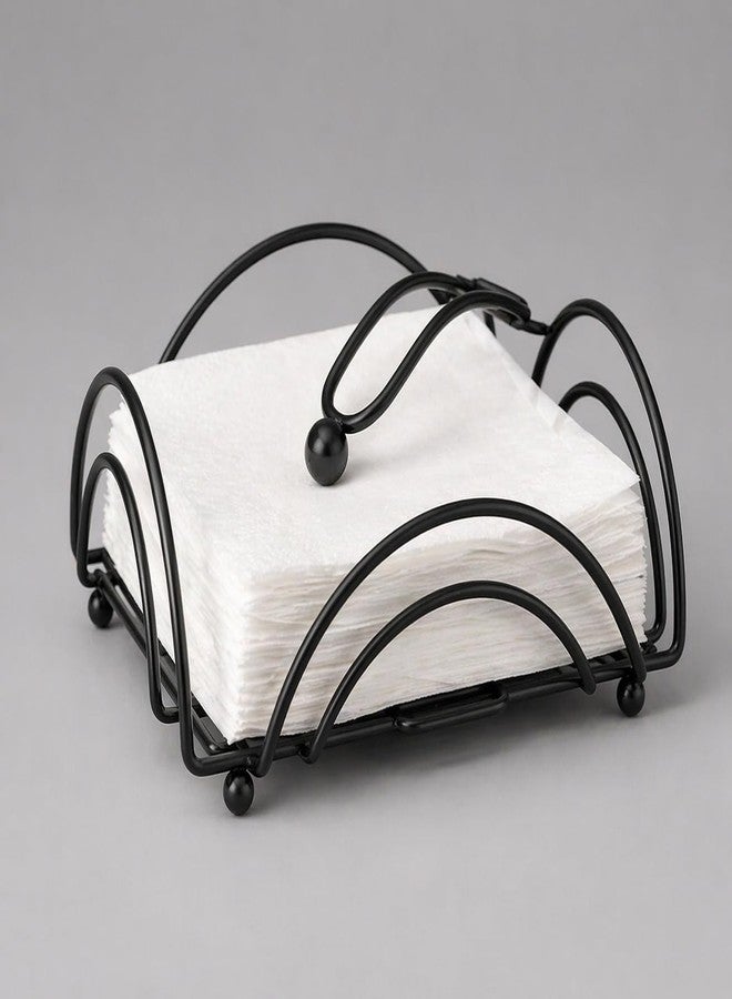 CentraLit Napkin Holder for Dining Table | Modern Metal Tissue Holder with Weighted Arm for Kitchen, Tabletop & Parties | Premium Decorative Paper Napkin Stand (Black) - Image 1