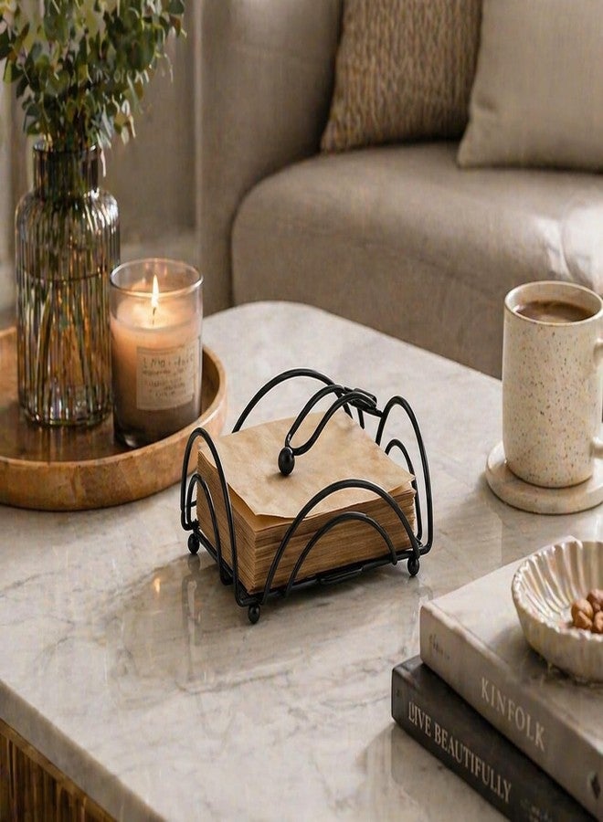 CentraLit Napkin Holder for Dining Table | Modern Metal Tissue Holder with Weighted Arm for Kitchen, Tabletop & Parties | Premium Decorative Paper Napkin Stand (Black) - Image 4