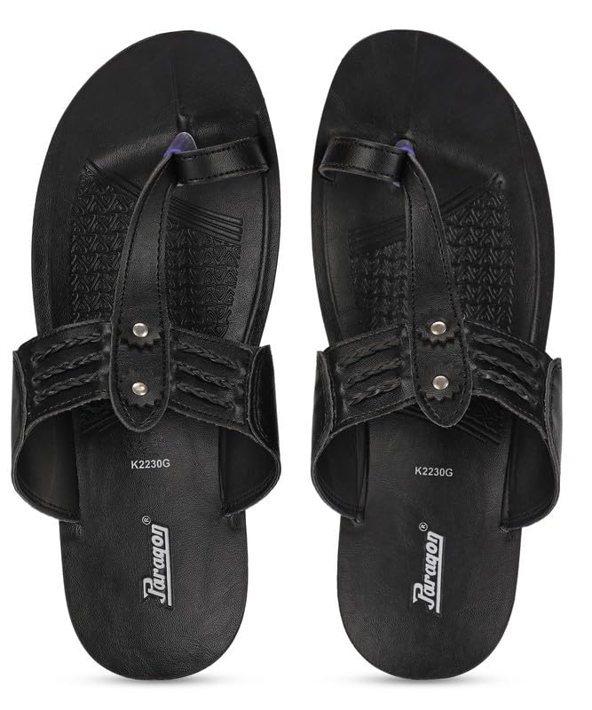 PARAGON PUK2230G Slippers for Men | Comfortable, Breathable & Durable Sandals with Soft Cushioned Footbed | Easy Wear Slip On | Ideal for Outdoor Use Black - Image 5