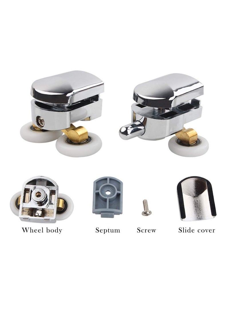 23mm Shower Door Rollers, 4Pcs Replacement Wheels for Sliding Doors, 2 Top & 2 Bottom Rollers, Fits 14mm Glass Holes  - Image 2