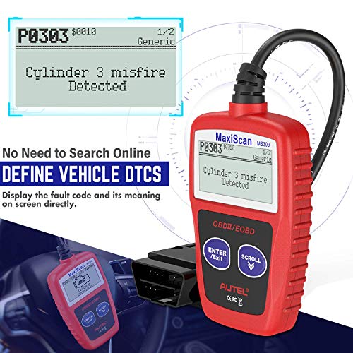 Autel MS309 Universal OBD2 Scanner Engine Fault Reader, Read Clear Codes, View Freeze Frame Data, I/M Readiness Smog Check CAN Diagnostic Scan Tool - Image 5
