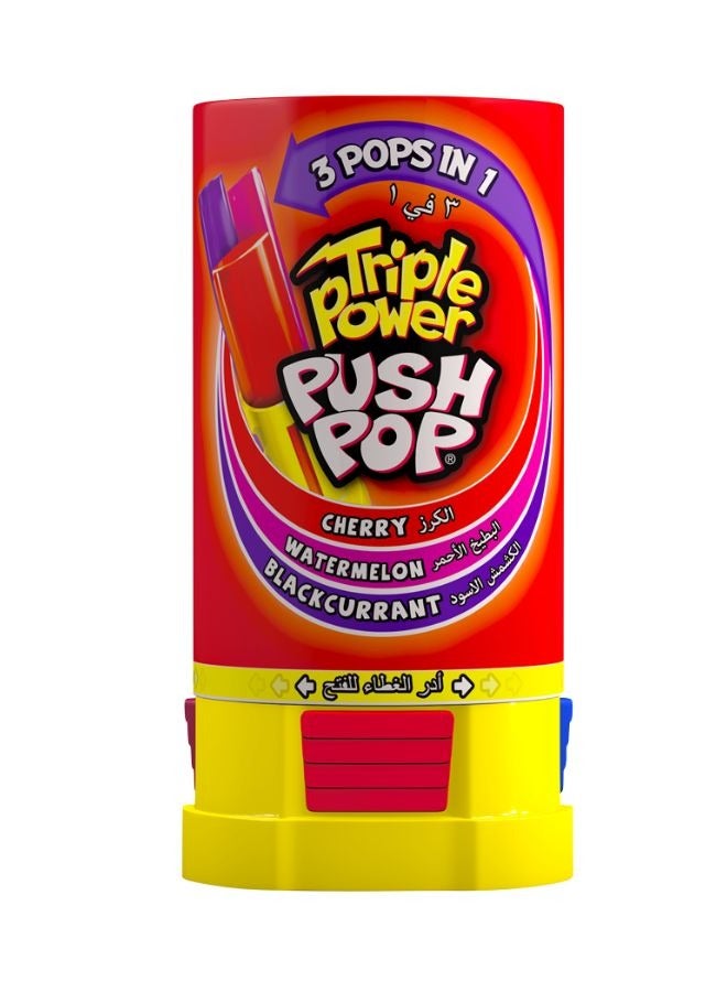 Bazooka Triple Power Push Pop Red Lollipop 34g - Image 1