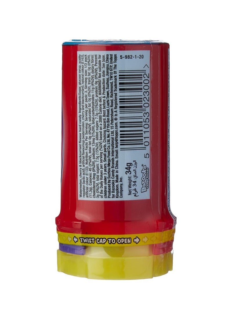 Bazooka Triple Power Push Pop Red Lollipop 34g - Image 2