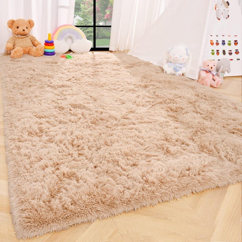 ISEAU Fluffy Rug Carpets Soft Shaggy Area Rug Indoor Floor Rugs for Kids Room Fuzzy Carpet Comfy Cute Nursery Rug Bedside Rug for Boys Girls Bedroom Living Room Home Decor, 3ft x 5ft,Camel - Image 3