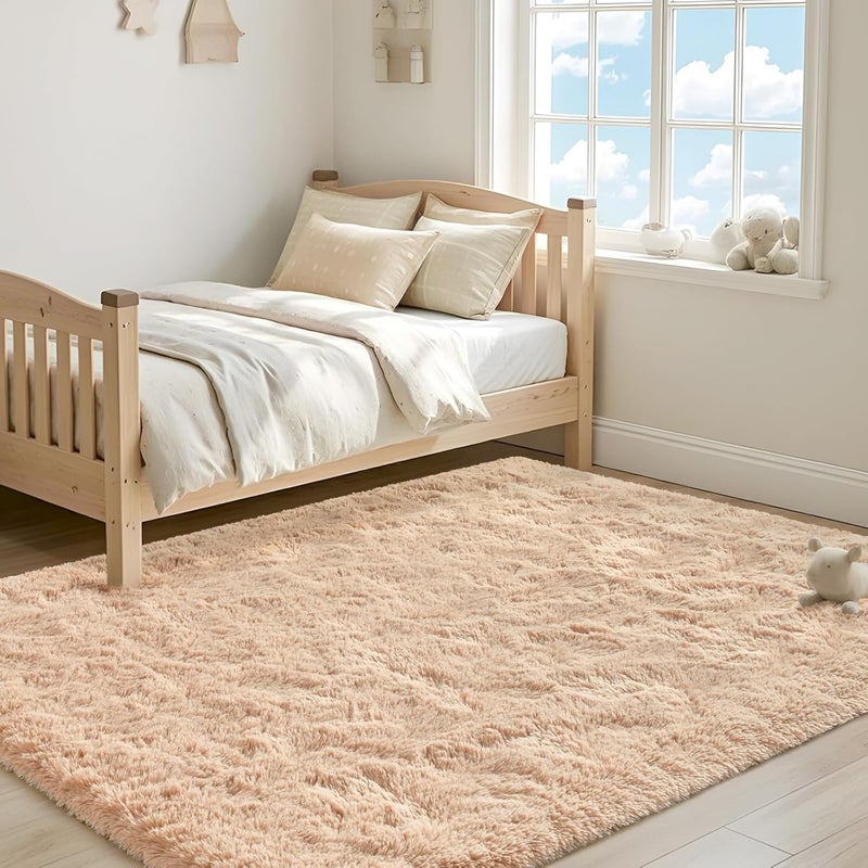ISEAU Fluffy Rug Carpets Soft Shaggy Area Rug Indoor Floor Rugs for Kids Room Fuzzy Carpet Comfy Cute Nursery Rug Bedside Rug for Boys Girls Bedroom Living Room Home Decor, 3ft x 5ft,Camel - Image 5
