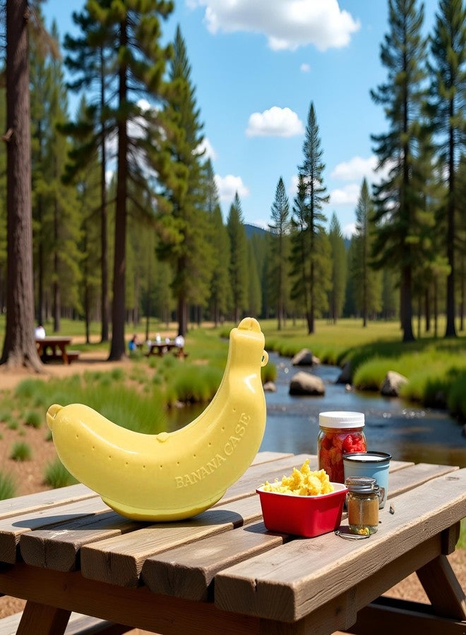 Tustao Yellow Banana Storage BPA-Free Outdoor Travel Case, Keep Fresh Banana Keeper and Protector, Cute Banana Carrier Storage Box for Picnic Camping Yellow, Food Container Sets Kitchen and Dining - Image 2