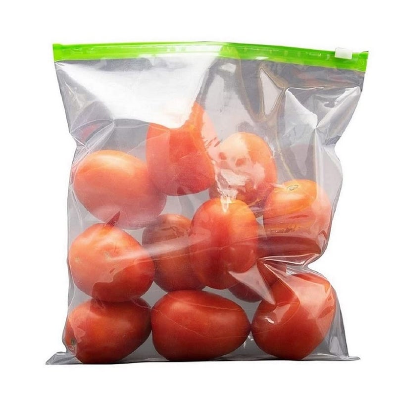 VONITY Ziplock Pouch Veg Bag Ziplock Bag For Storage Freezer REUSABLE Zipper Bags Ziplock Plastic Bags For Fridge Food Storage Zip lock bags Medium Size colour green pack of 5 - Image 4