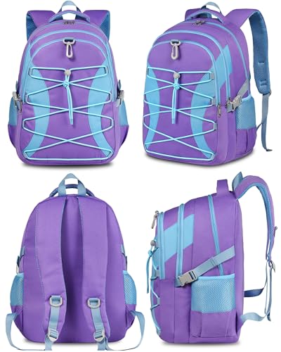 BLUEFAIRY Middle High School Backpack for Boys Girls Large Bookbag with Laptop Compartment Back to School Book Bags for Teens Teenagers Mochilas Escolares para Nios Nias PurpleBlue Solid - Image 3