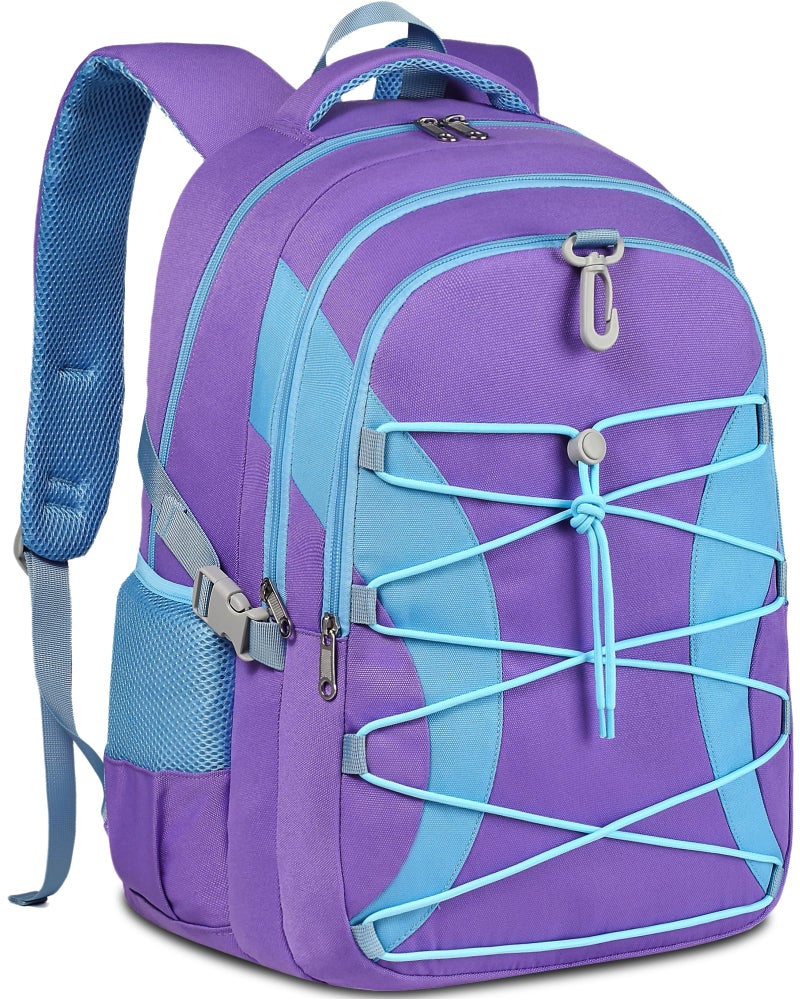 BLUEFAIRY Middle High School Backpack for Boys Girls Large Bookbag with Laptop Compartment Back to School Book Bags for Teens Teenagers Mochilas Escolares para Nios Nias PurpleBlue Solid - Image 2